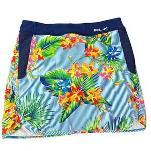 RLX Ralph Lauren Floral Skort Small Blue Multi Tropical Colorful Golf Tennis